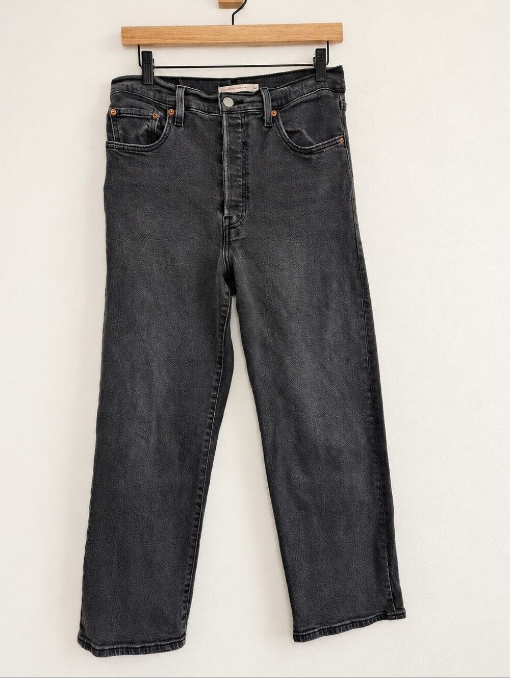 Levi’s Ribcage Straight Ankle Jeans Women’s 30 Black Gray High Rise W30 L27